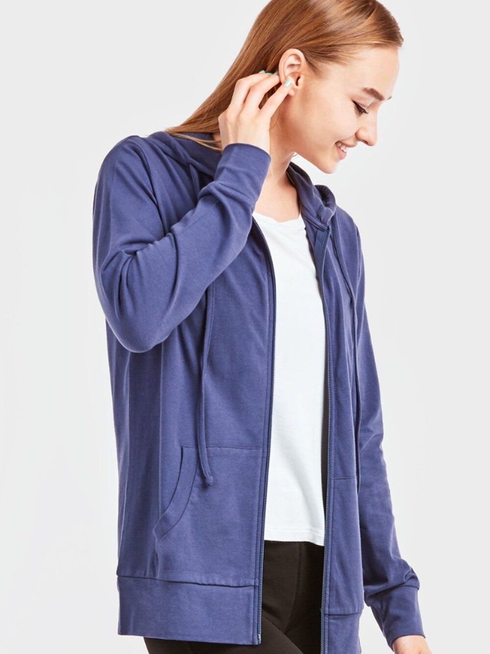 $10 SALE Women's Cotton Blend Lightweight Zip Up Hoodie Sweater HDC7000 Denim - Picture 2 of 4